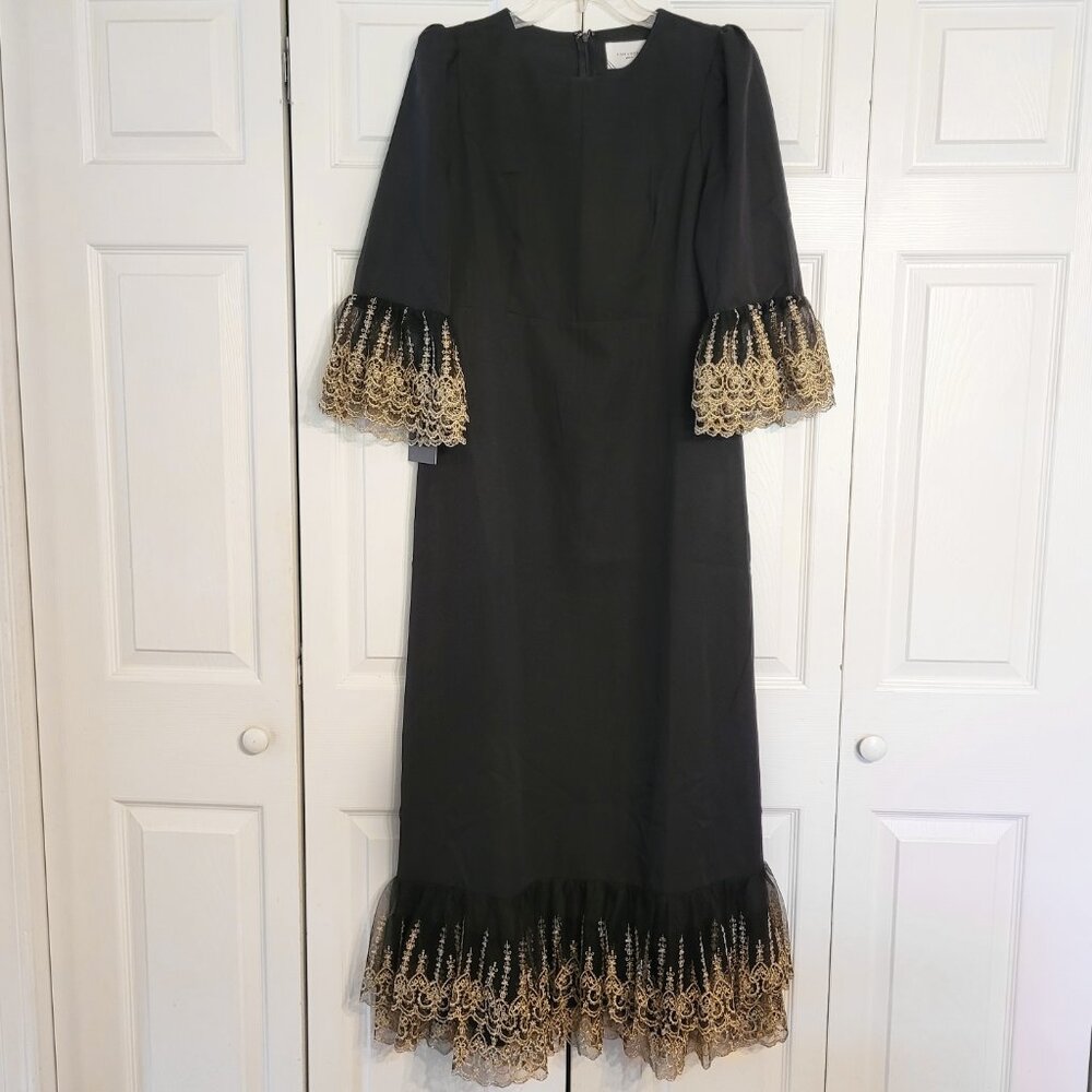 Tuckernuck Black Maxi Dress with Gold Lace Accents - Picture 4 of 9